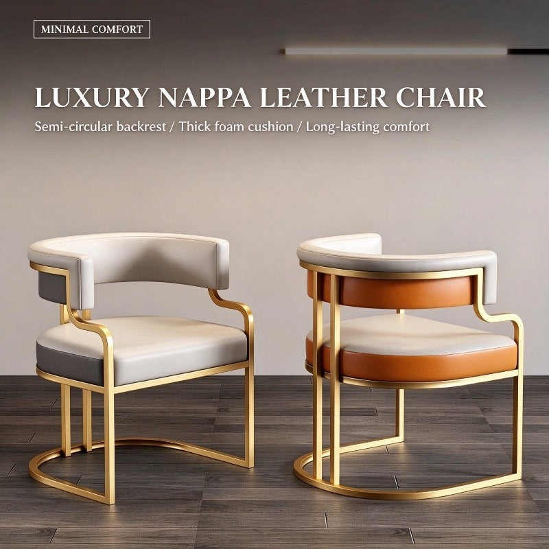 Modern Upholstered Dining Armchair with Gold Metal Frame