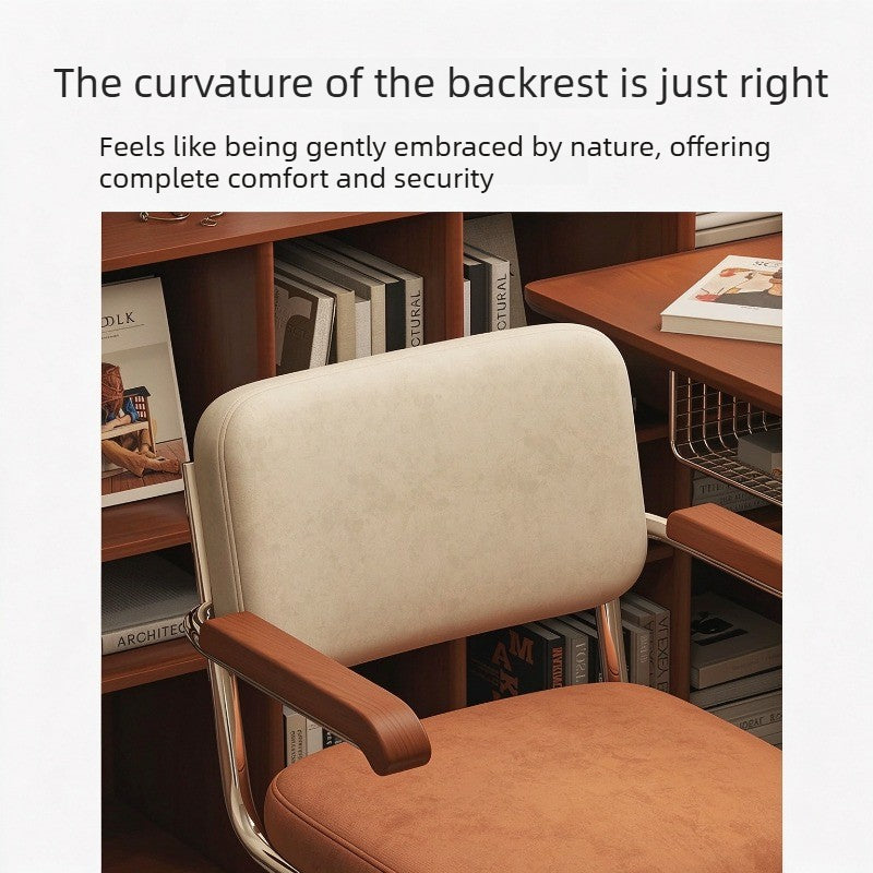 Vintage Upholstered Office Chair with Armrests, Cantilever Metal Frame Computer Chair