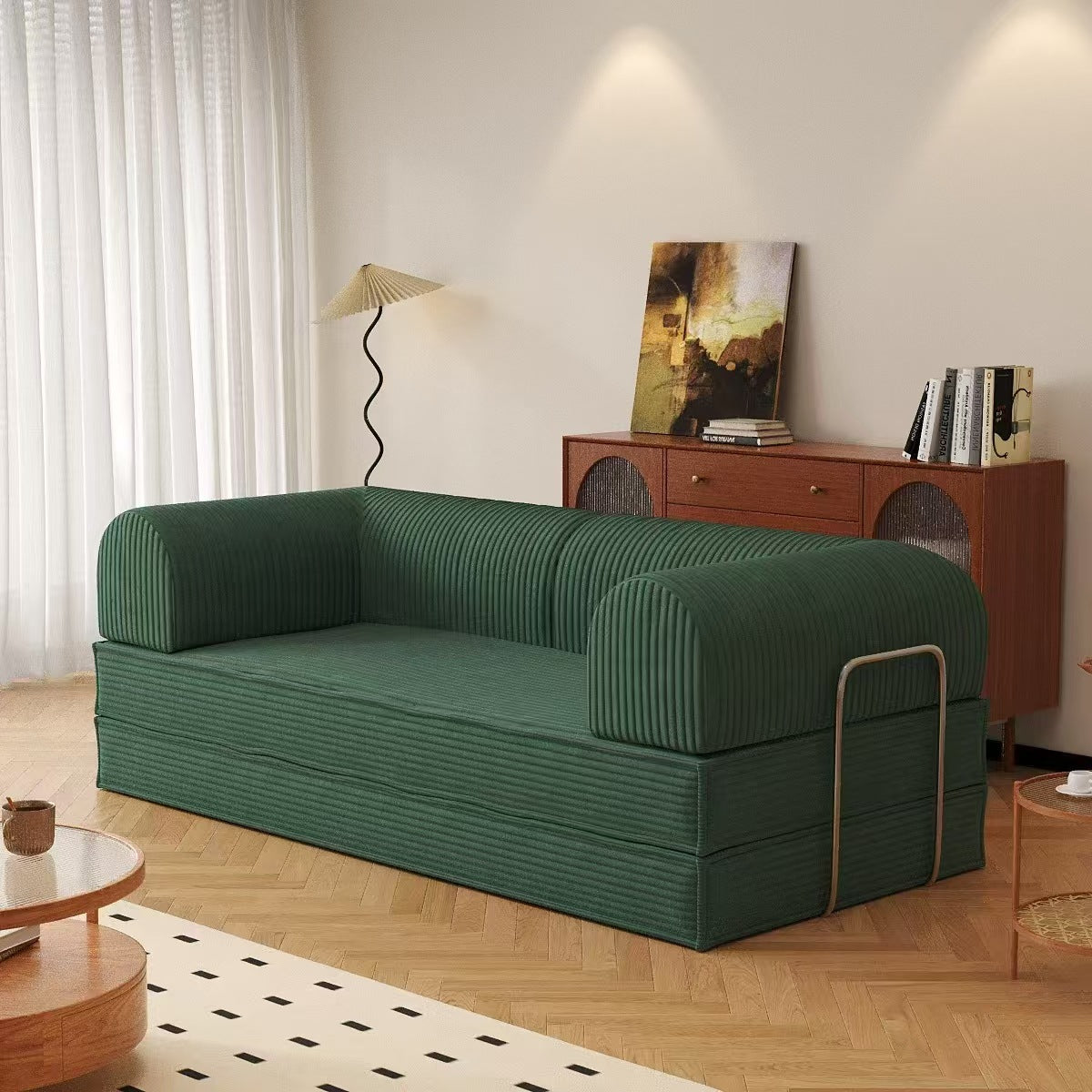 Modern Convertible Corduroy Sofa Bed – Space-Saving Floor Couch