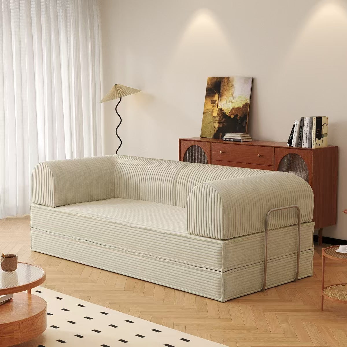 Modern Convertible Corduroy Sofa Bed – Space-Saving Floor Couch