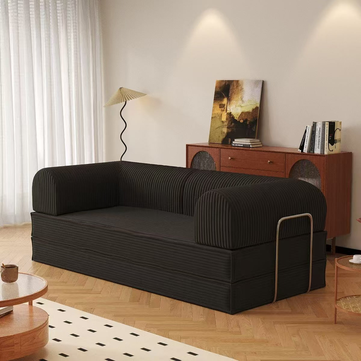 Modern Convertible Corduroy Sofa Bed – Space-Saving Floor Couch