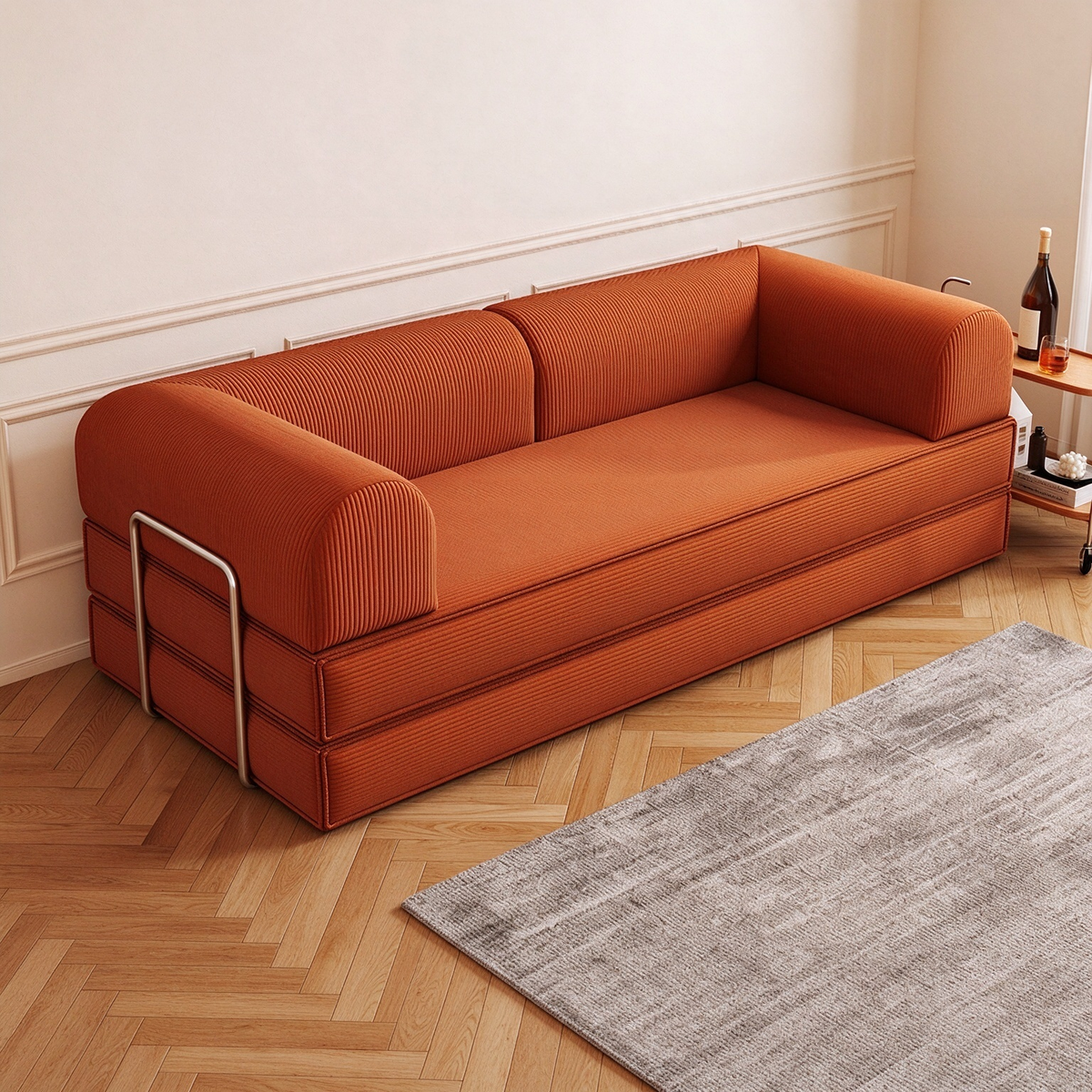 Modern Convertible Corduroy Sofa Bed – Space-Saving Floor Couch
