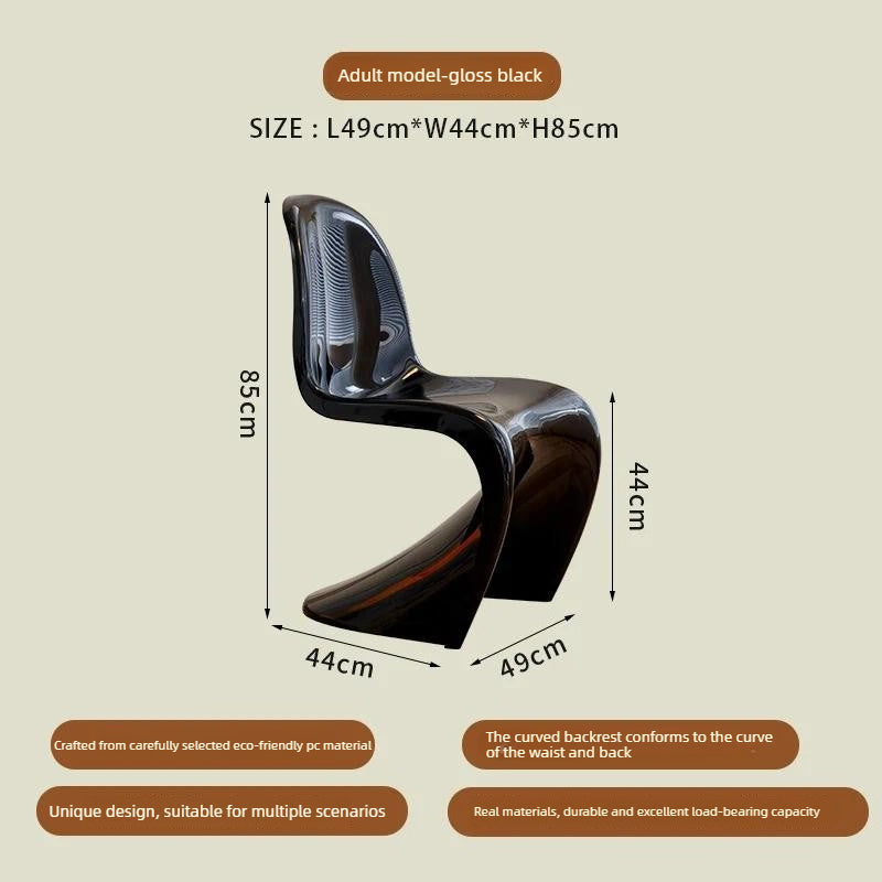 Modern S-Curve Dining Chair with Sculptural Design