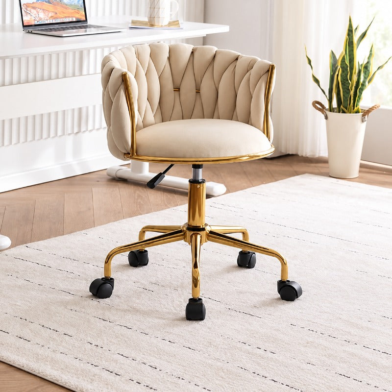 Tufted Velvet Vanity Chair with Gold Metal Frame