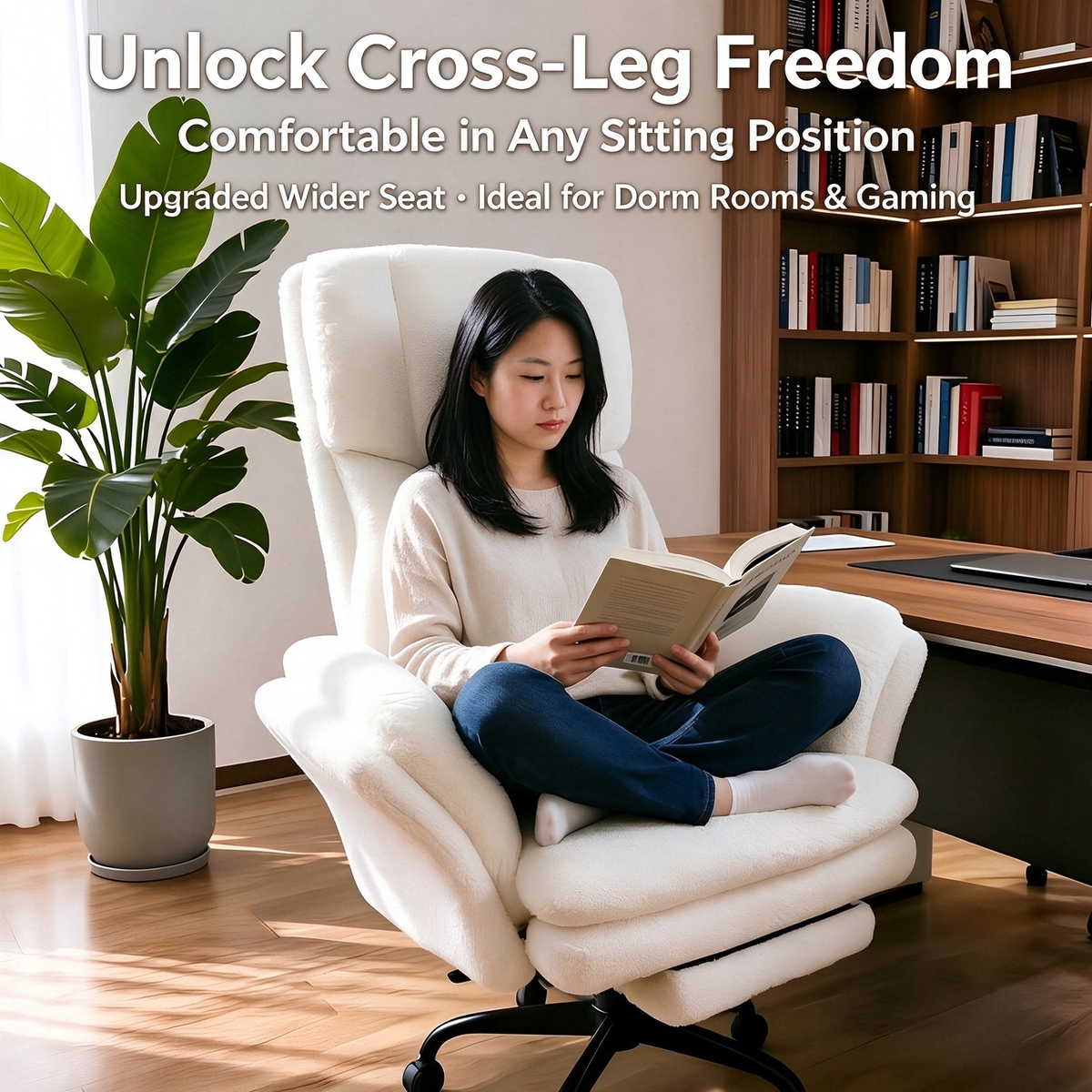 Reclining Office Chair with Footrest, 360° Swivel & Adjustable Height