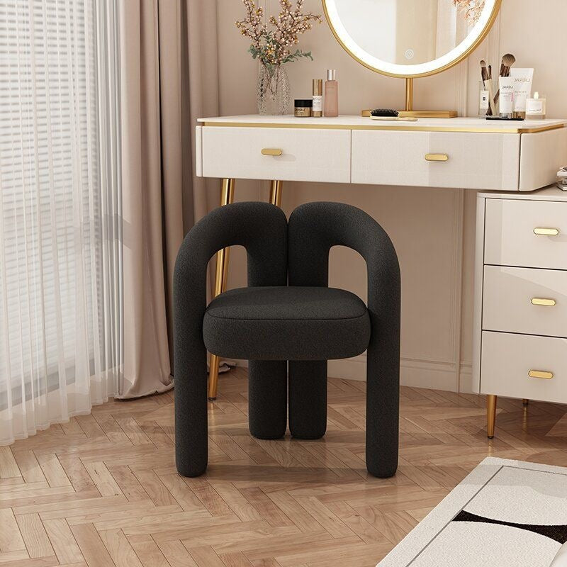 Modern Sculptural Sherpa Accent Chair with Padded Seat & Steel Frame