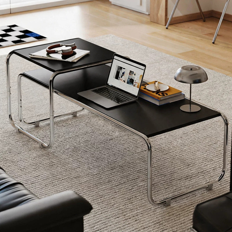 Modern Nesting Coffee Table Set with Stainless Steel Frame