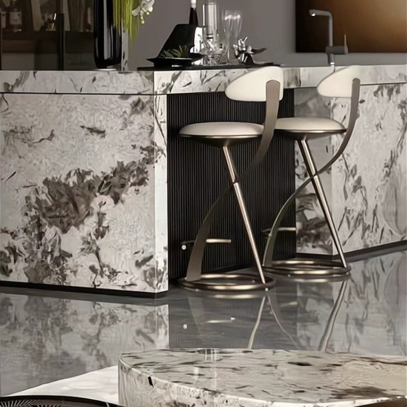 Modern Upholstered Bar Stool with Backrest & Stainless Steel Frame