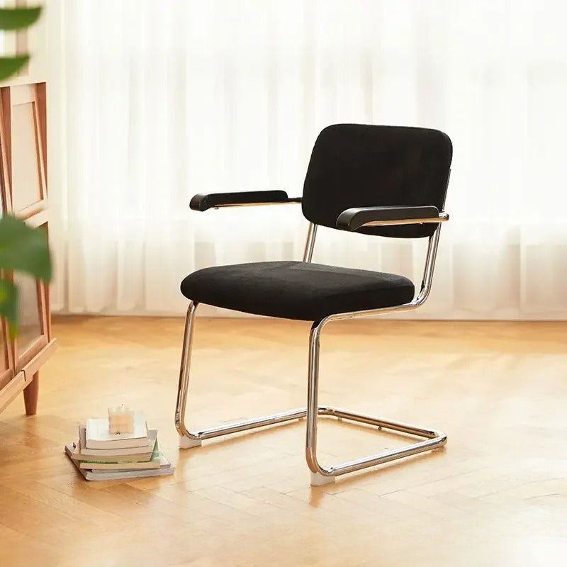 Vintage Upholstered Office Chair with Armrests, Cantilever Metal Frame Computer Chair