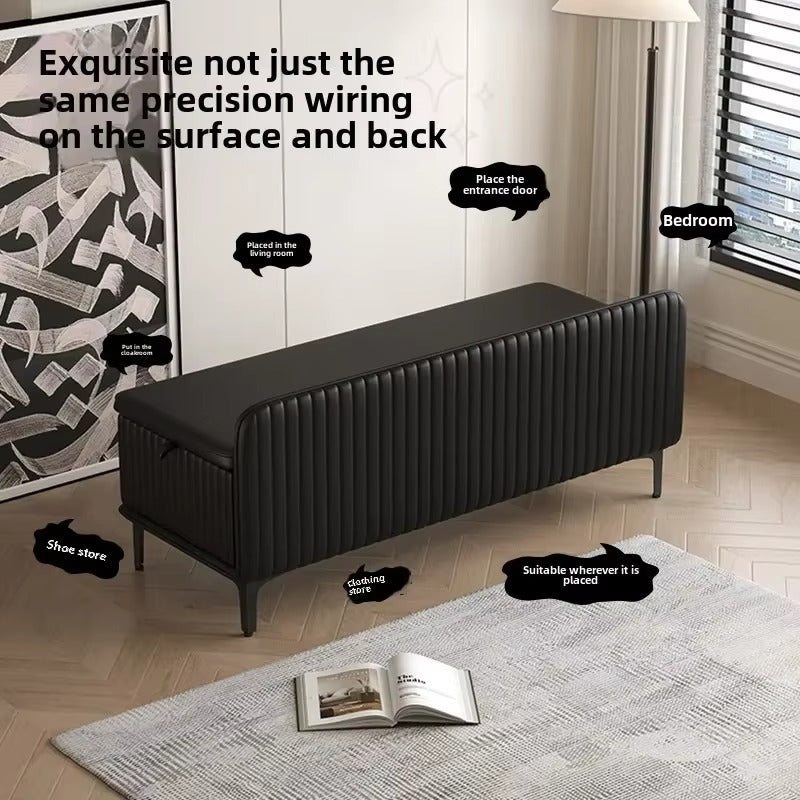 Modern Upholstered Storage Bench with Hidden Compartment