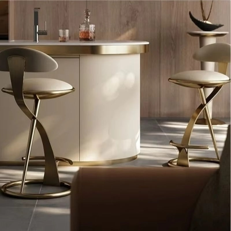 Modern Upholstered Bar Stool with Backrest & Stainless Steel Frame