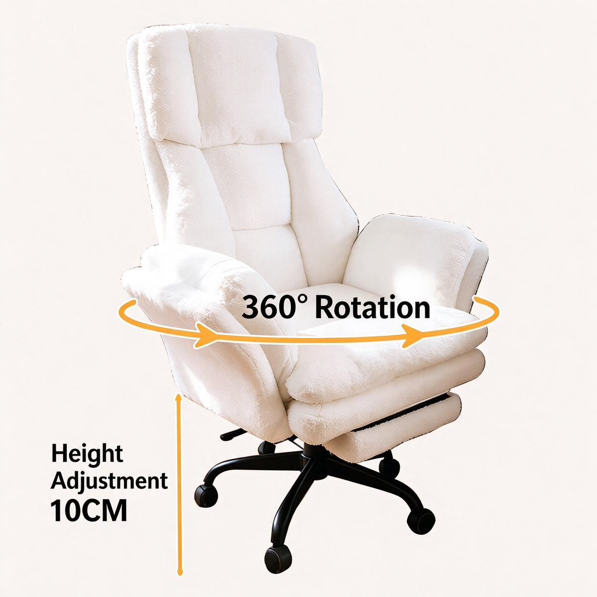 Reclining Office Chair with Footrest, 360° Swivel & Adjustable Height