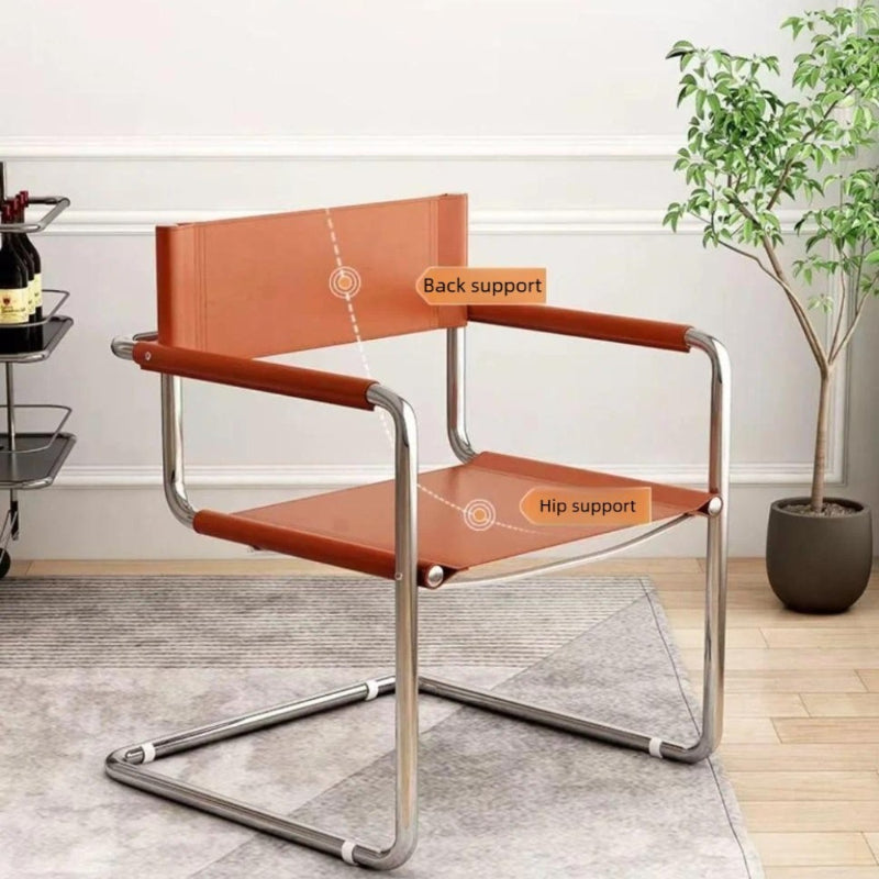 Modern Cantilever Sling Armchair with Chrome Metal Frame