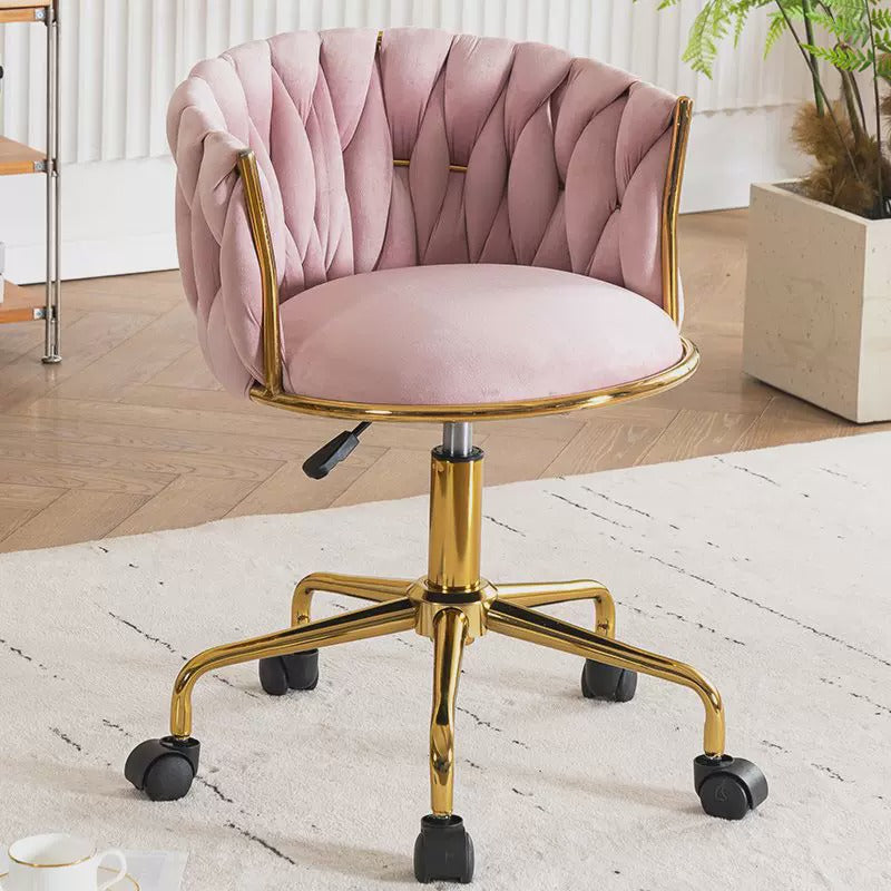 Tufted Velvet Vanity Chair with Gold Metal Frame