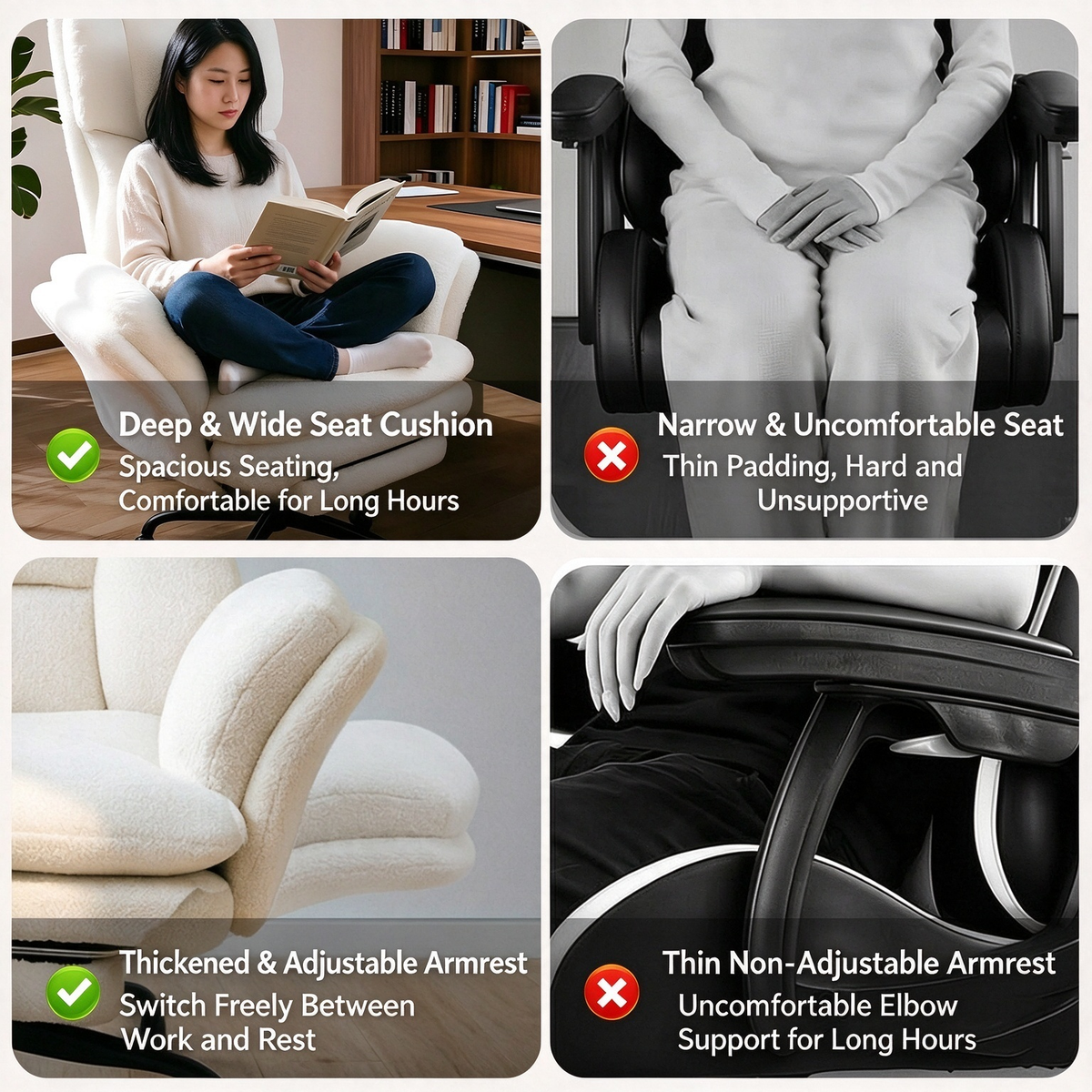 Reclining Office Chair with Footrest, 360° Swivel & Adjustable Height