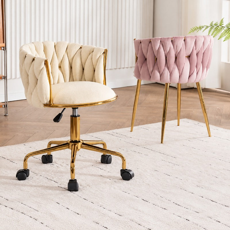 Tufted Velvet Vanity Chair with Gold Metal Frame