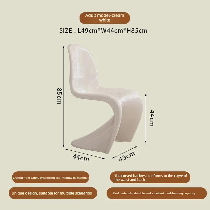 Modern S-Curve Dining Chair with Sculptural Design