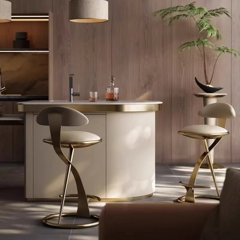 Modern Upholstered Bar Stool with Backrest & Stainless Steel Frame