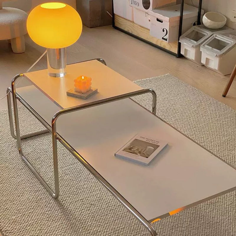 Modern Nesting Coffee Table Set with Stainless Steel Frame