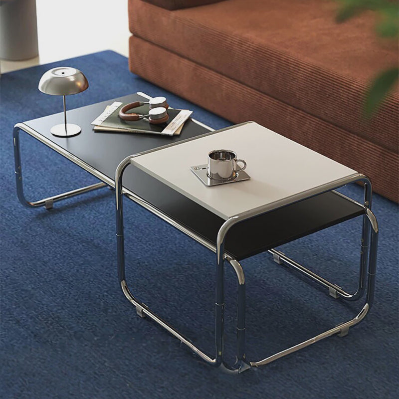 Modern Nesting Coffee Table Set with Stainless Steel Frame