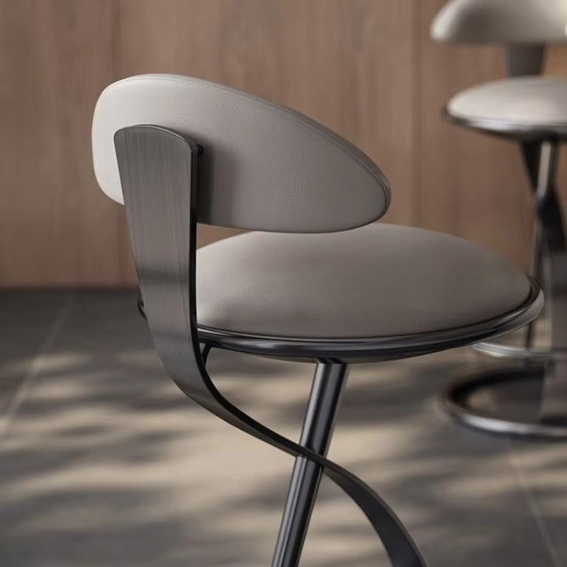 Modern Upholstered Bar Stool with Backrest & Stainless Steel Frame