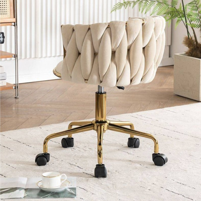 Tufted Velvet Vanity Chair with Gold Metal Frame