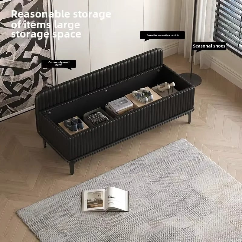 Modern Upholstered Storage Bench with Hidden Compartment