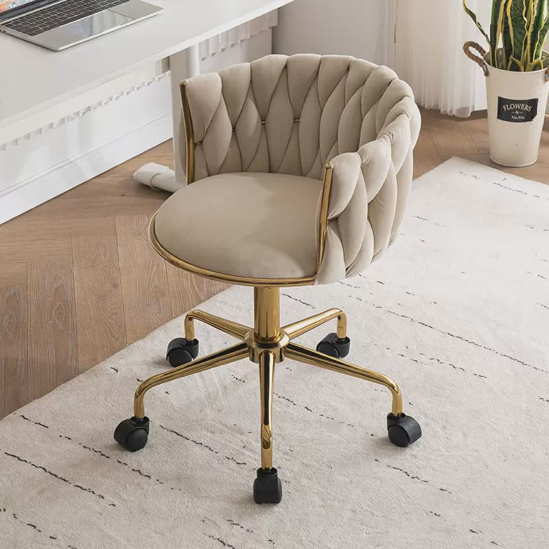 Tufted Velvet Vanity Chair with Gold Metal Frame