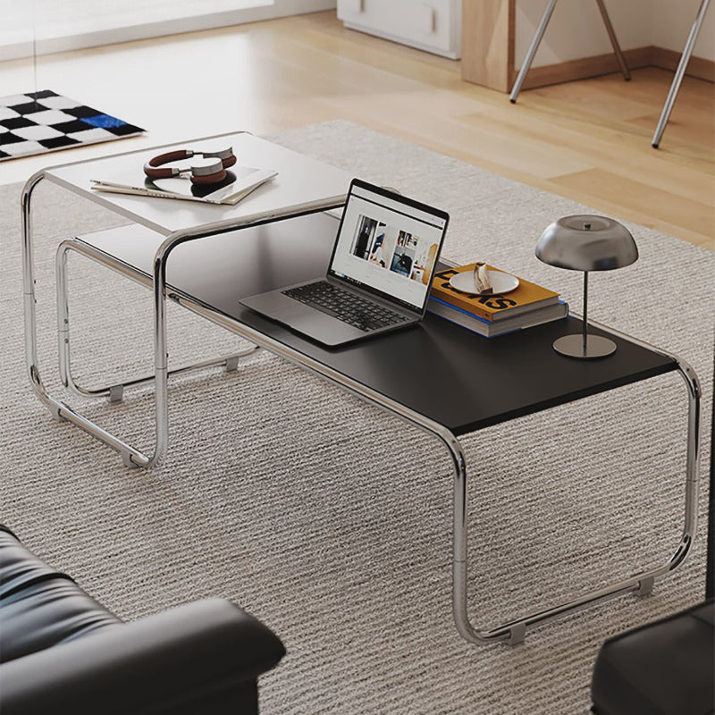 Modern Nesting Coffee Table Set with Stainless Steel Frame
