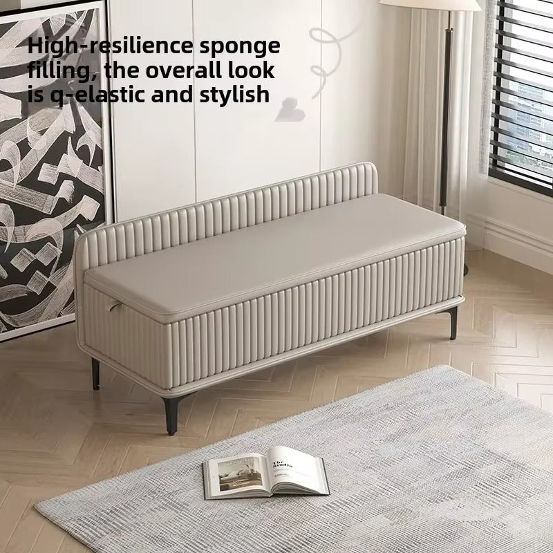 Modern Upholstered Storage Bench with Hidden Compartment