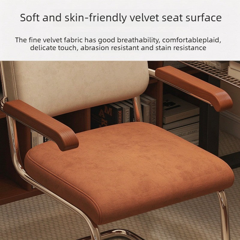 Vintage Upholstered Office Chair with Armrests, Cantilever Metal Frame Computer Chair