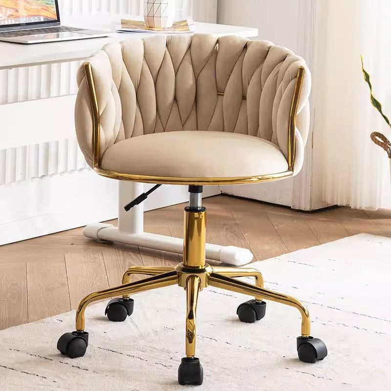 Tufted Velvet Vanity Chair with Gold Metal Frame