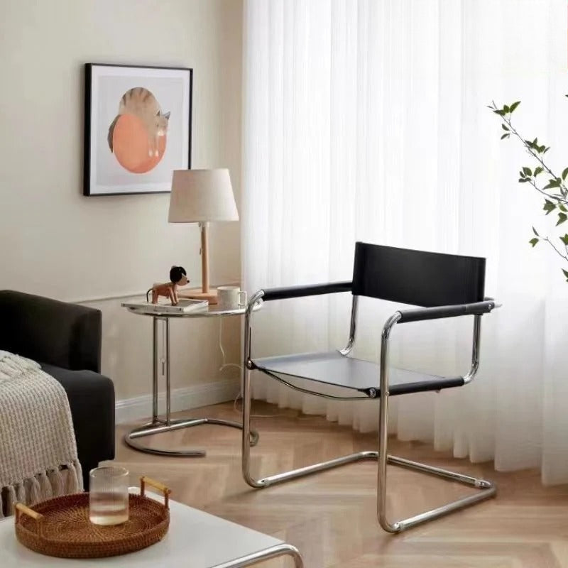 Modern Cantilever Sling Armchair with Chrome Metal Frame