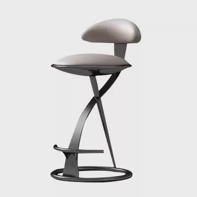 Modern Upholstered Bar Stool with Backrest & Stainless Steel Frame