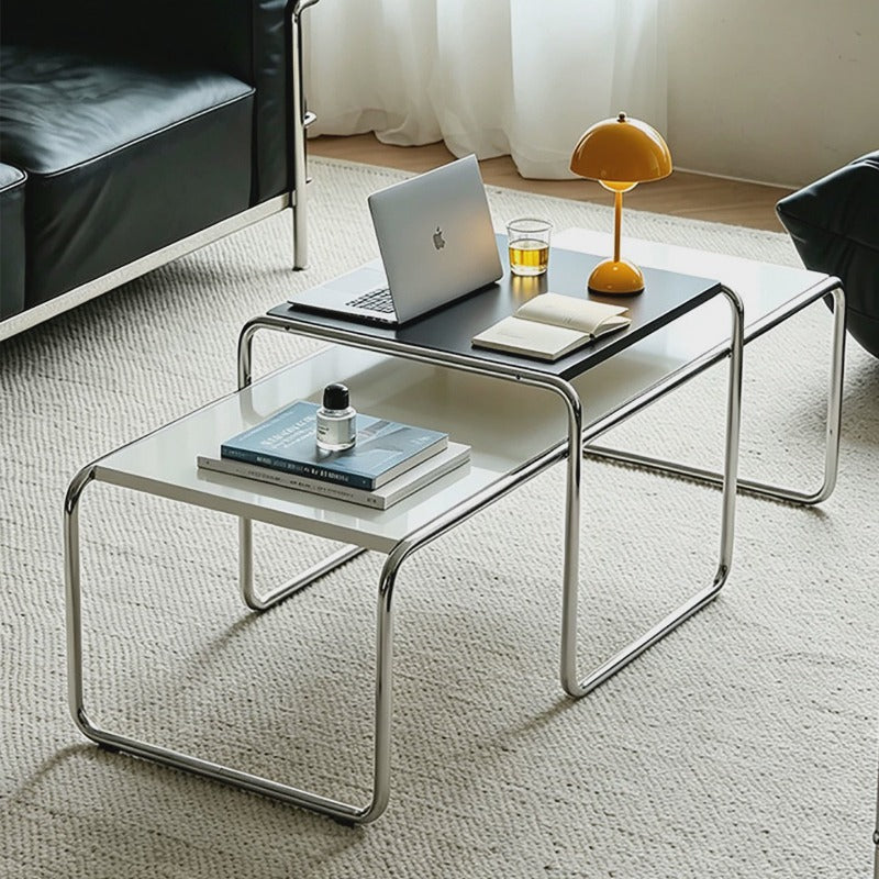 Modern Nesting Coffee Table Set with Stainless Steel Frame