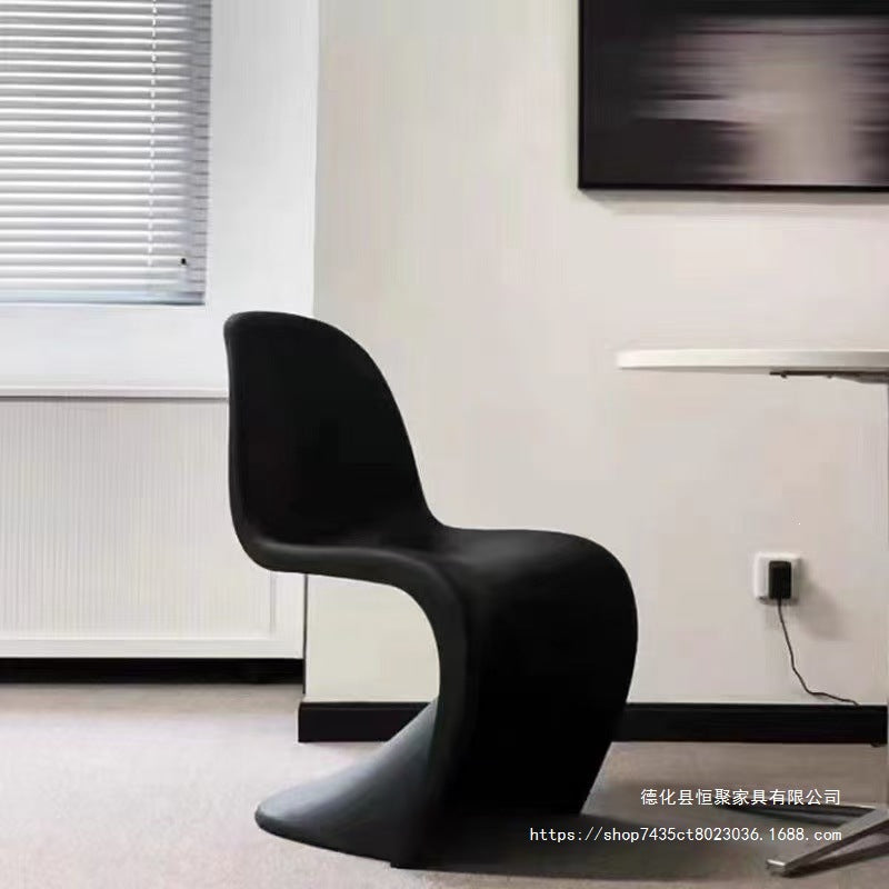 Modern Sculptural S-Curve Dining Chair – Stackable Armless Accent Chair