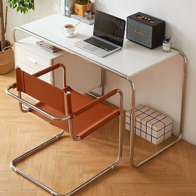 Modern Cantilever Sling Armchair with Chrome Metal Frame