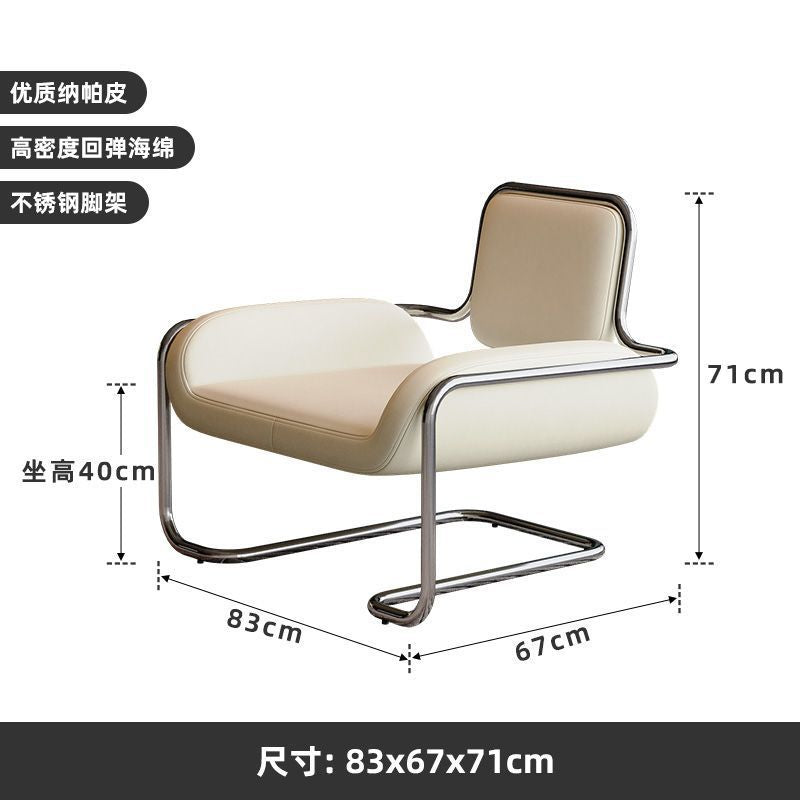 Modern Single Sofa Chair with Stainless Steel Metal Frame, Luxury Upholstered Accent Armchair