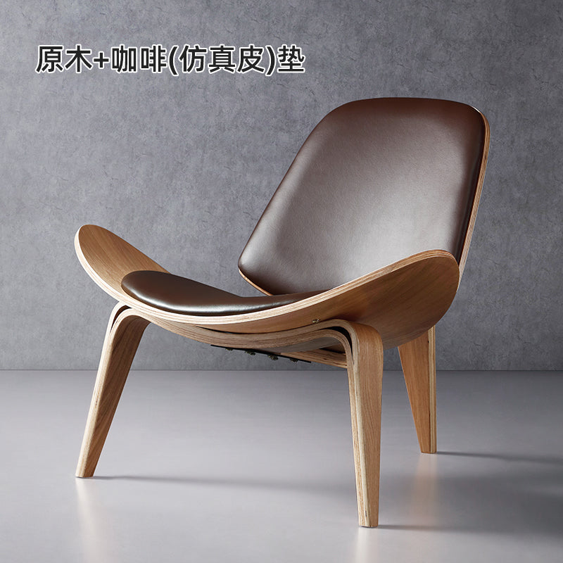 Modern Plywood Lounge Chair with Upholstered Seat & Curved Wooden Frame for Living Room, Bedroom & Reading Area