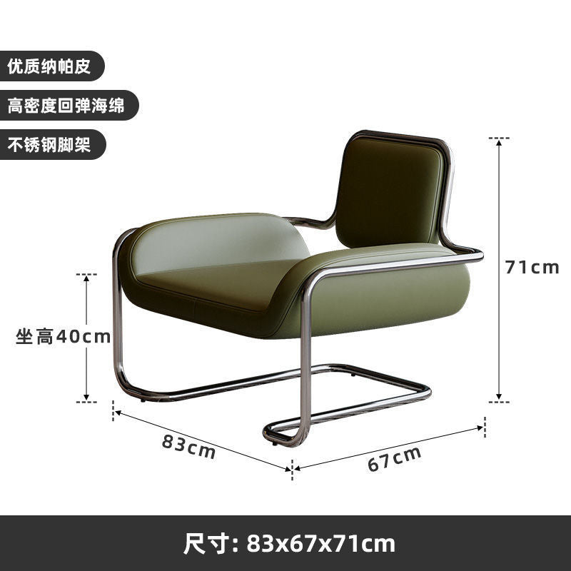 Modern Single Sofa Chair with Stainless Steel Metal Frame, Luxury Upholstered Accent Armchair