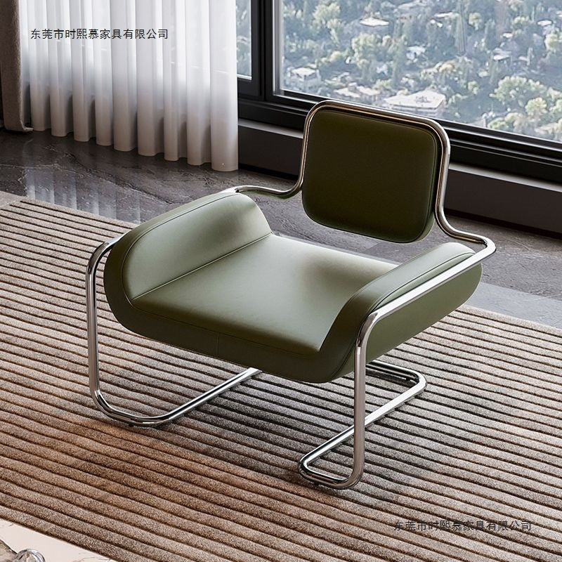 Modern Single Sofa Chair with Stainless Steel Metal Frame, Luxury Upholstered Accent Armchair
