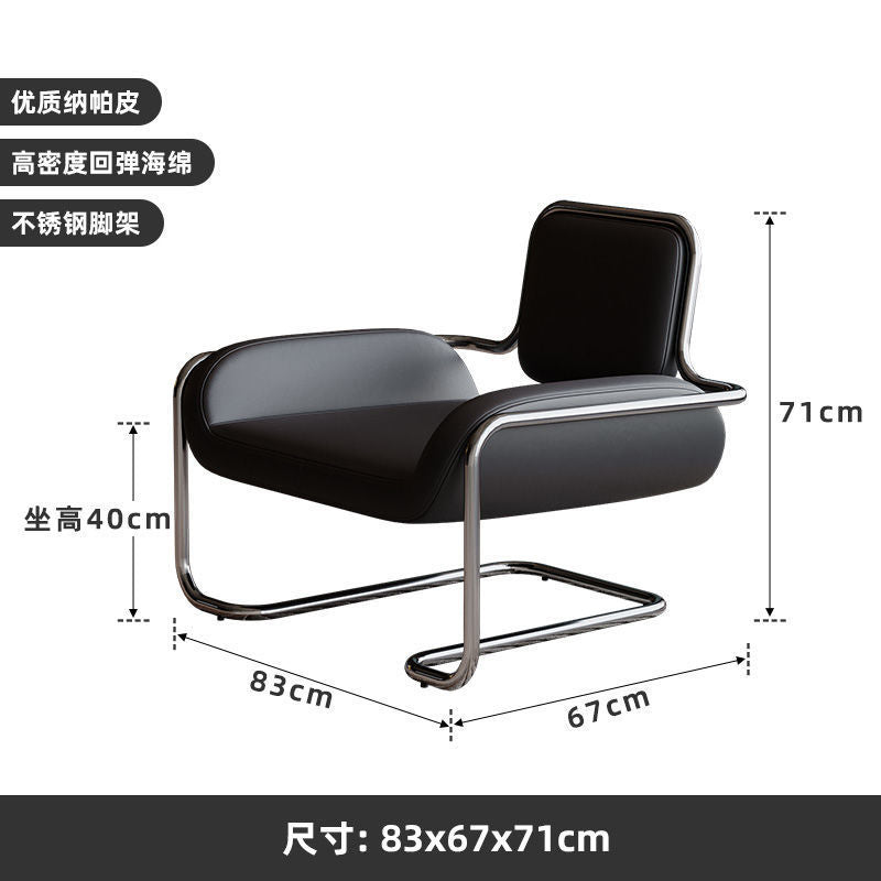 Modern Single Sofa Chair with Stainless Steel Metal Frame, Luxury Upholstered Accent Armchair