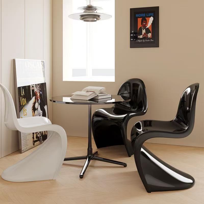 Modern Sculptural S-Curve Dining Chair – Stackable Armless Accent Chair