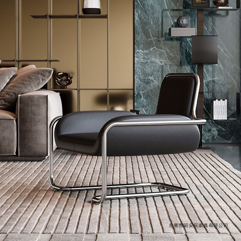 Modern Single Sofa Chair with Stainless Steel Metal Frame, Luxury Upholstered Accent Armchair