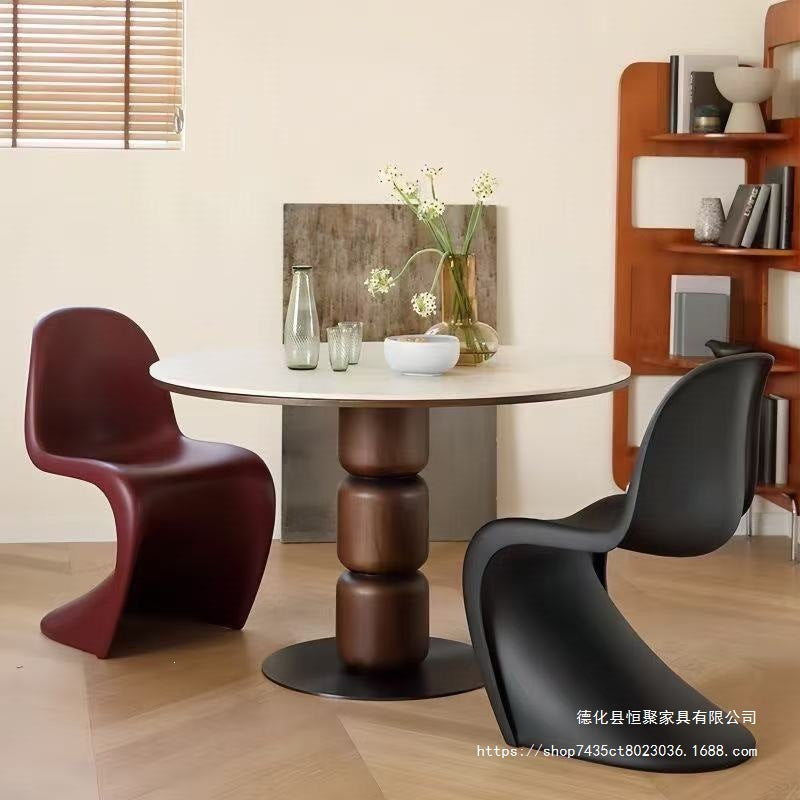 Modern Sculptural S-Curve Dining Chair – Stackable Armless Accent Chair