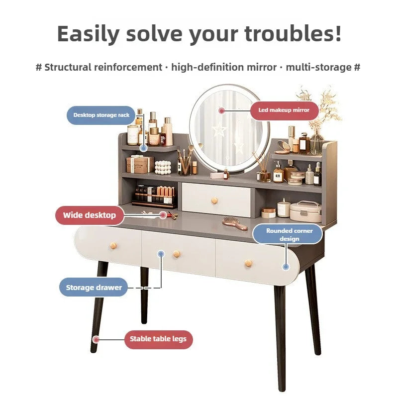 Dressing Table Modern Minimalist Bedroom Dressing Table Small Apartment Rental Room Storage Cabinet Integrated Dressing Table