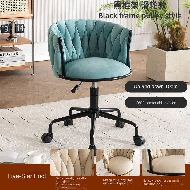 Tufted Velvet Vanity Chair with Gold Metal Frame