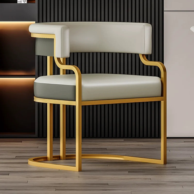 Modern Upholstered Dining Armchair with Gold Metal Frame