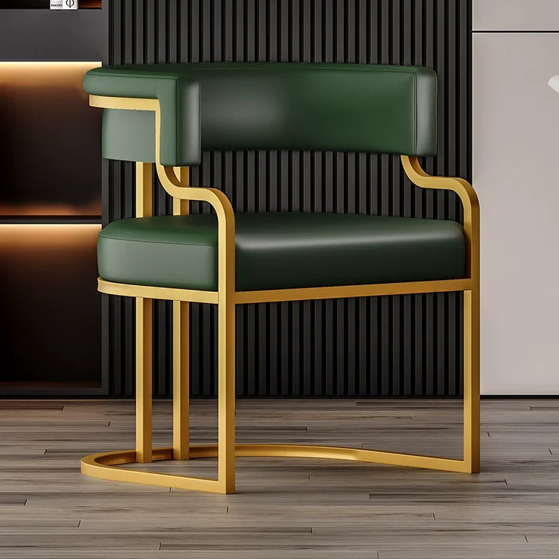 Modern Upholstered Dining Armchair with Gold Metal Frame