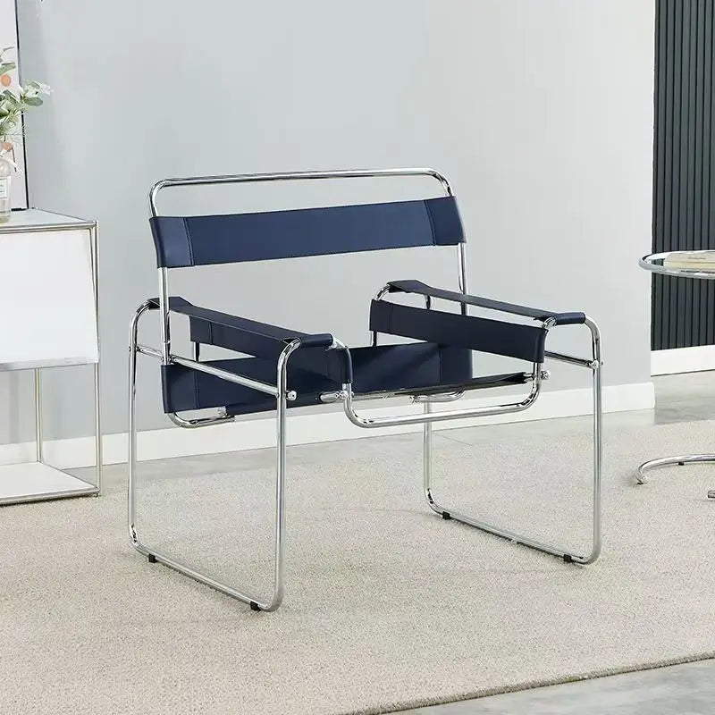 Vasily Chair Designer Single Used Casual Sofa Chair Stainless Steel Saddle Leather Living Room Balcony Study Chair Sofa Chairs